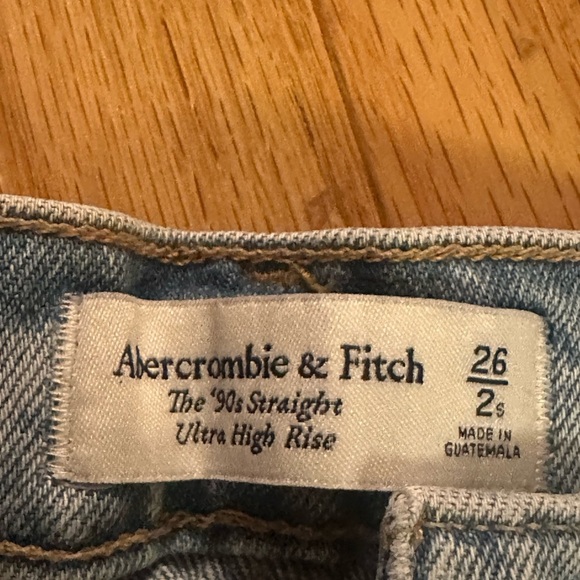 Abercrombie The 90s Straight Ultra High Rise Curve Love Jeans Destroyed Knees 26 - Picture 9 of 10